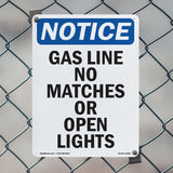 Gas Line No Matches Or Open Lights Sign