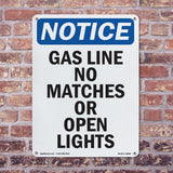 Gas Line No Matches Or Open Lights Sign