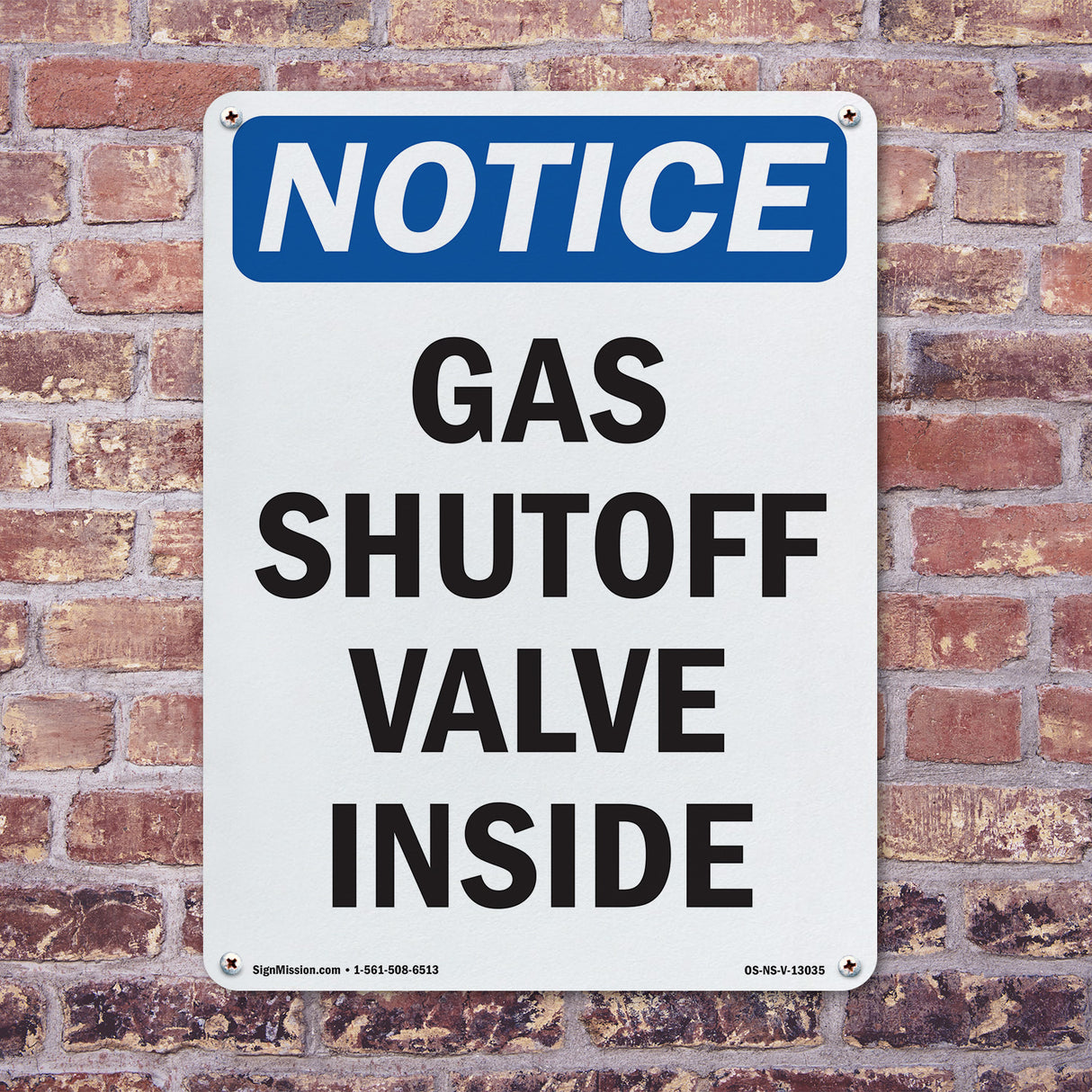 Gas Shutoff Valve Inside Sign