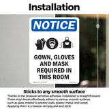 NOTICE Gown, Gloves And Mask Required In This Room Sign