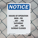 Hours Of Operation Mon - Fri ____ Am - ____