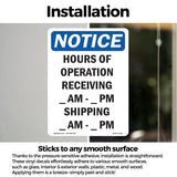 Hours Of Operation Receiving ____ Am - ____
