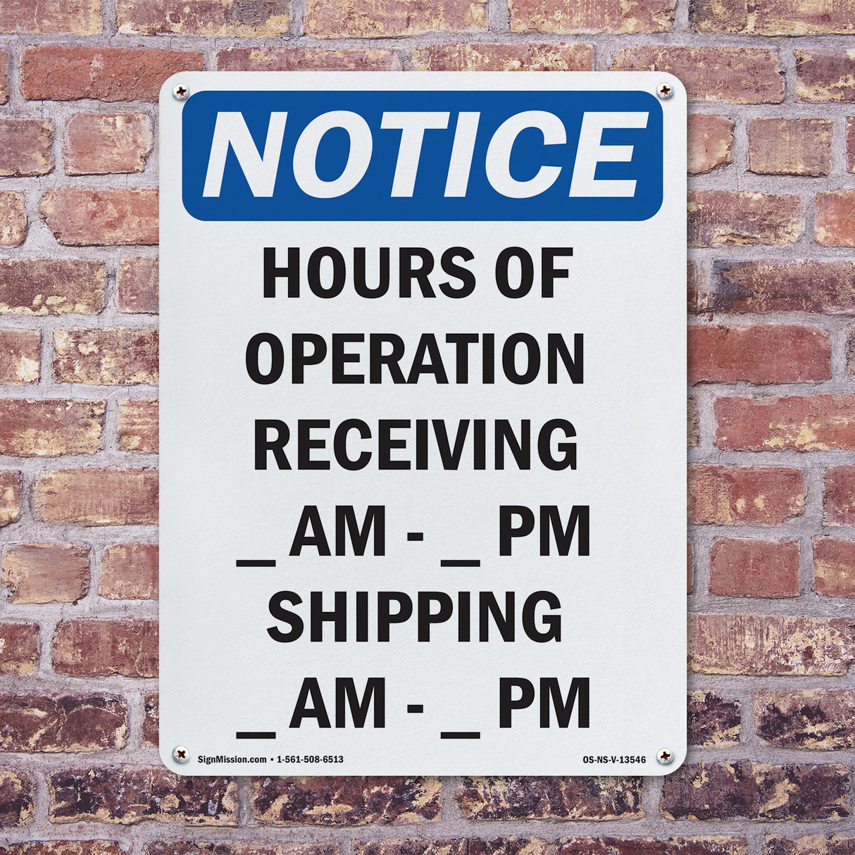 Hours Of Operation Receiving ____ Am - ____