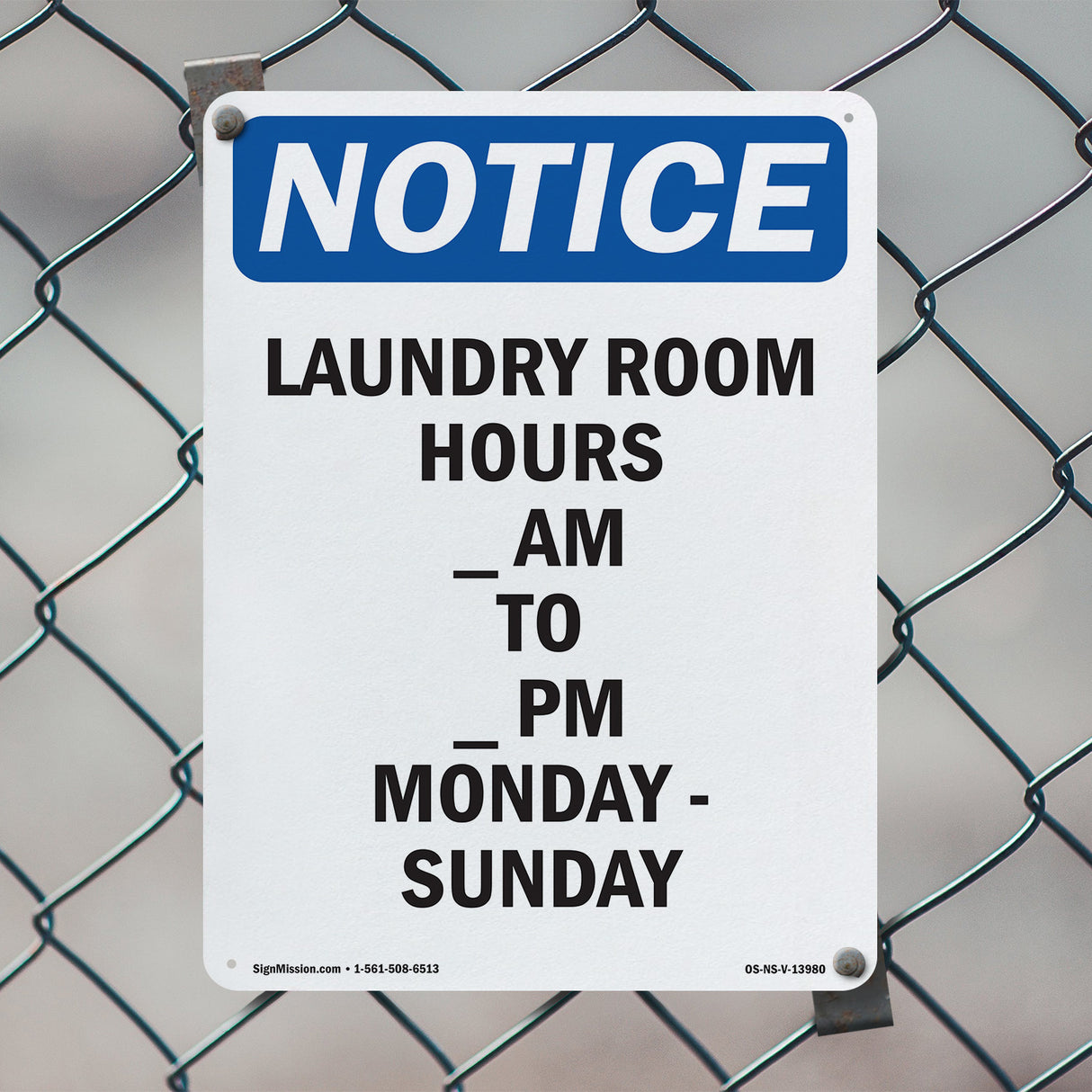 Laundry Room Hours ____ Am To ____ Pm Monday