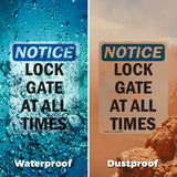 Lock Gate At All Times Sign