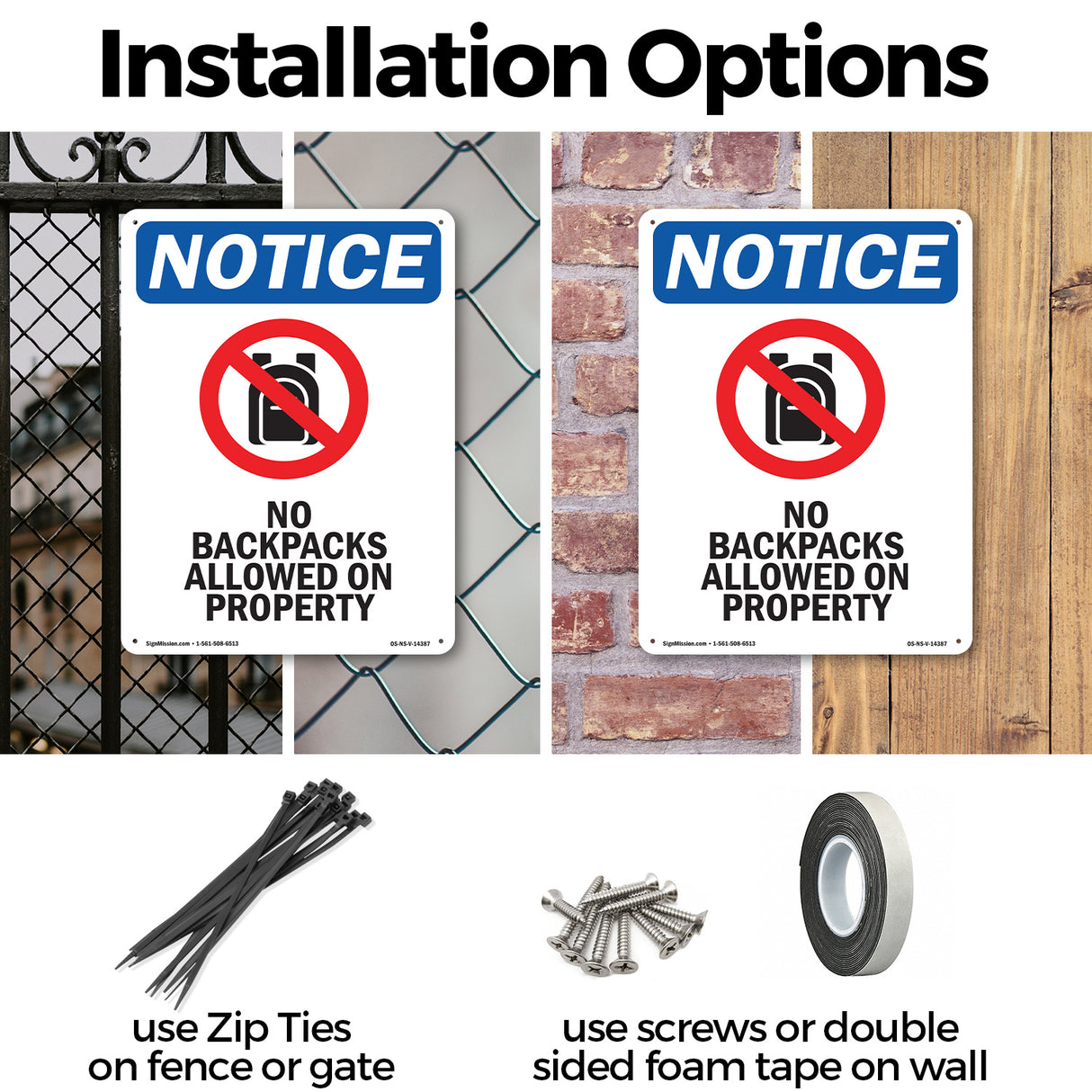 No Backpacks Allowed On Property