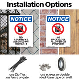No Backpacks Allowed On Property