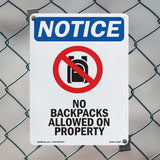 No Backpacks Allowed On Property