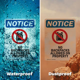 No Backpacks Allowed On Property