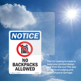 No Backpacks Allowed