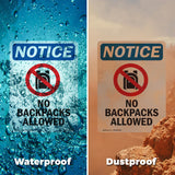 No Backpacks Allowed