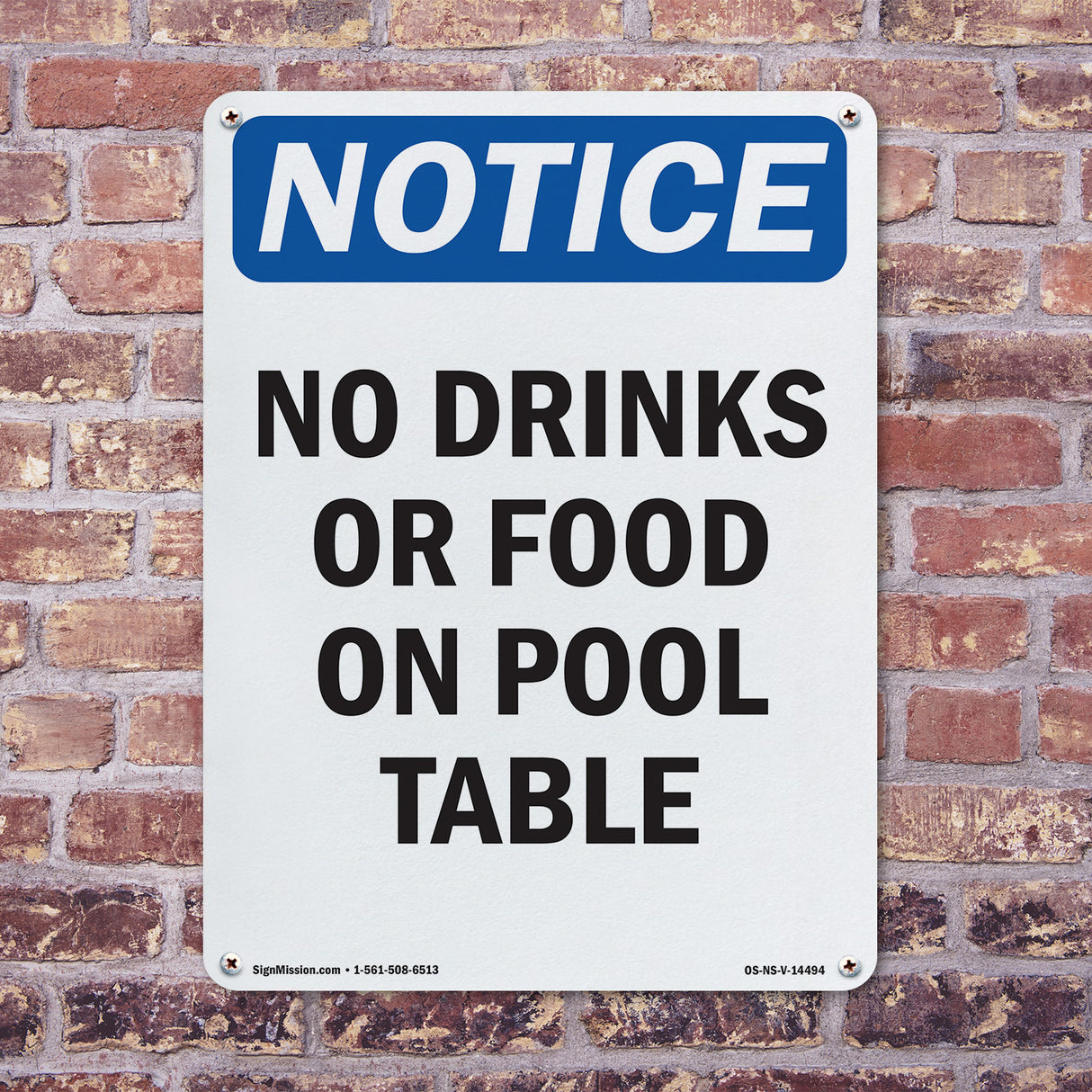 No Drinks Or Food On Pool Table