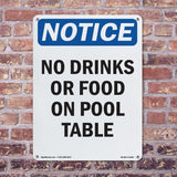 No Drinks Or Food On Pool Table