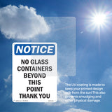 No Glass Containers Beyond This Point Thank You