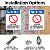 No Gum No Metal Cleats No Shelled Nuts