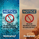 No Gum No Metal Cleats No Shelled Nuts