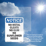 No Metal Cleats No Gum No Sunflower Seeds