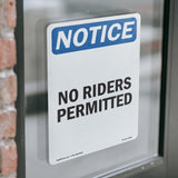 No Riders Permitted Sign