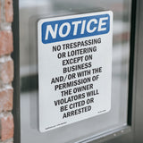 No Trespassing Or Loitering Except On Business
