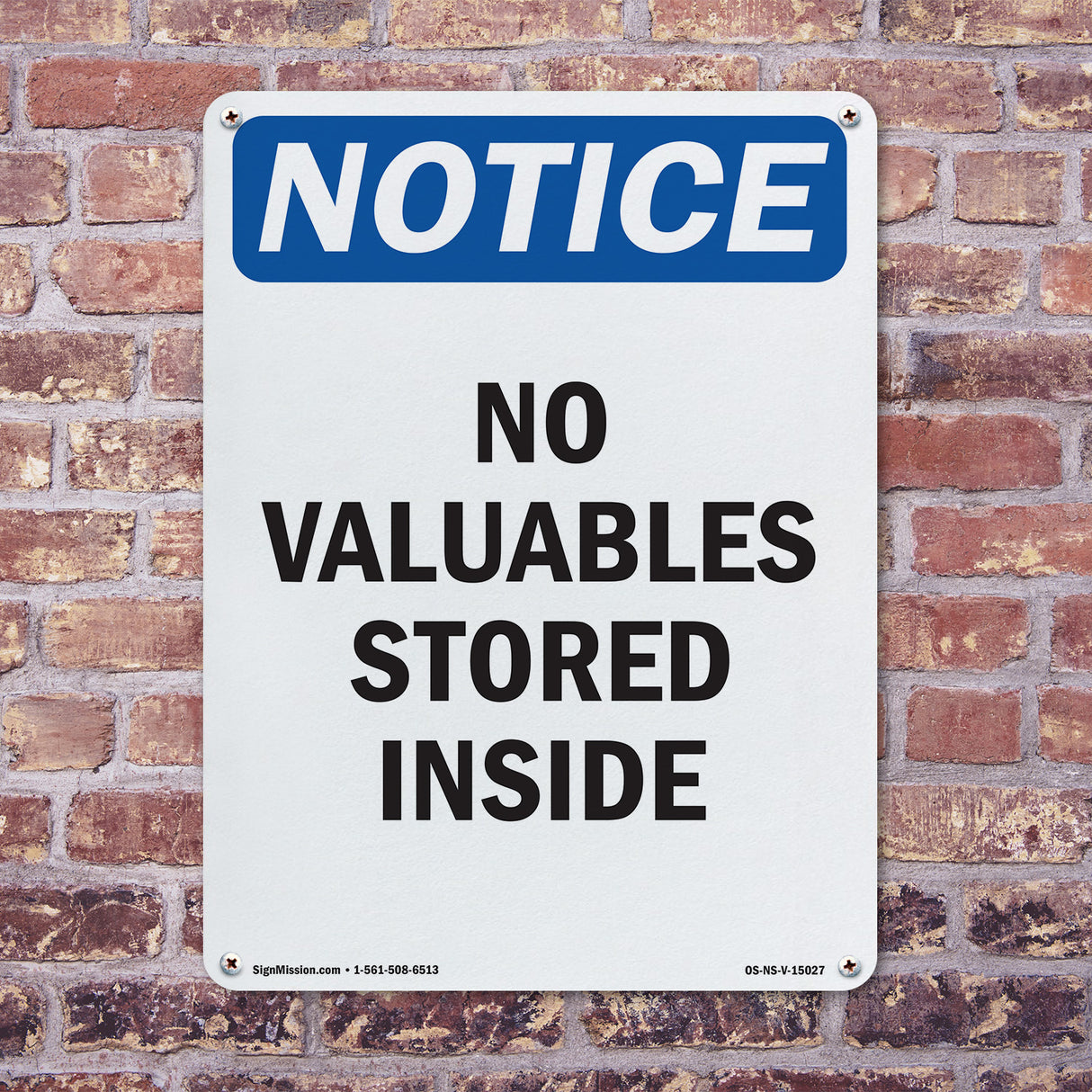 No Valuables Stored Inside