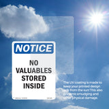 No Valuables Stored Inside