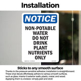 Non-Potable Water Do Not Drink Plant Nutrients