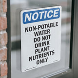 Non-Potable Water Do Not Drink Plant Nutrients