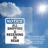 NOTICE All Shipping And Receiving In Rear