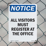 NOTICE All Visitors Must Register At The Office