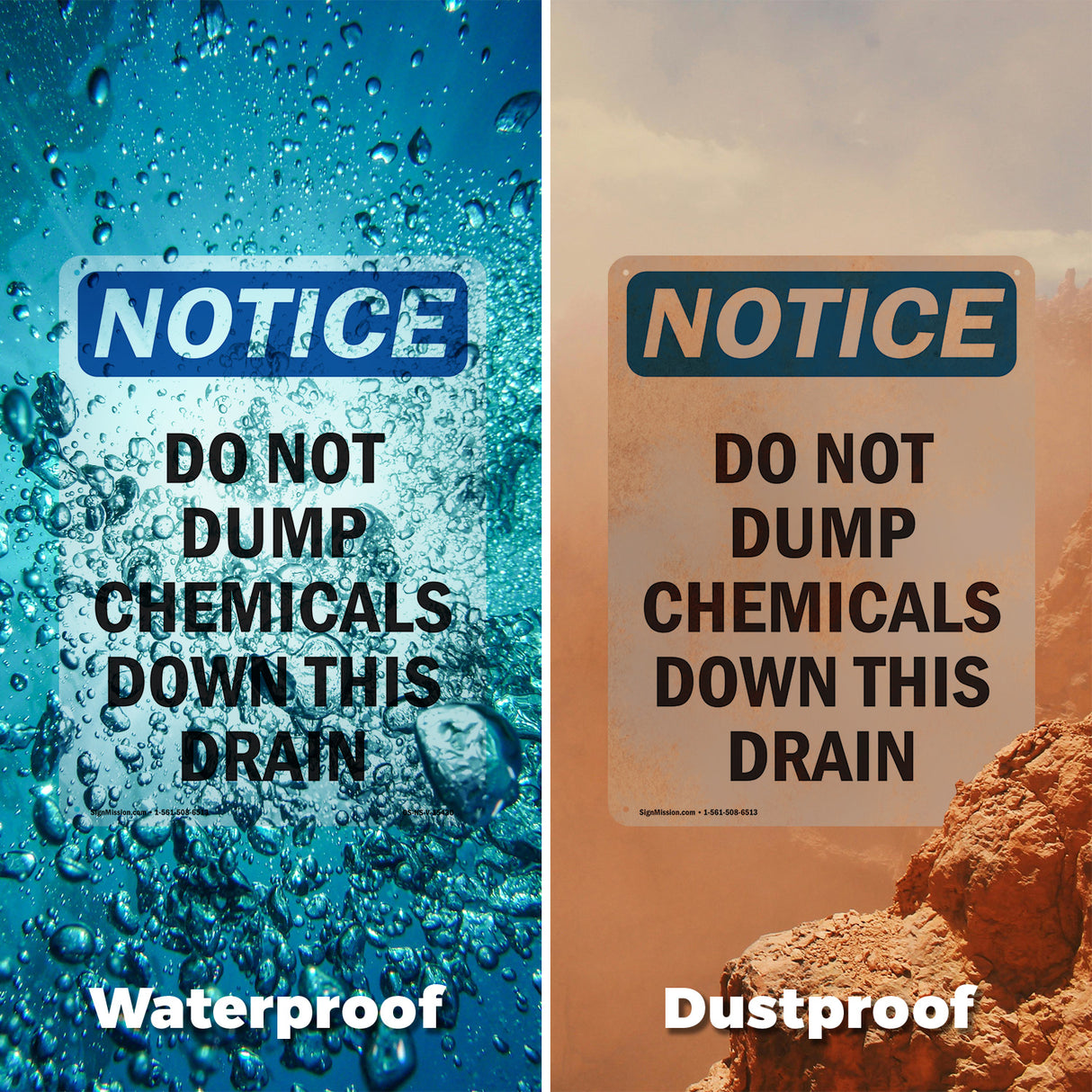 NOTICE Do Not Dump Chemicals Down This Drain