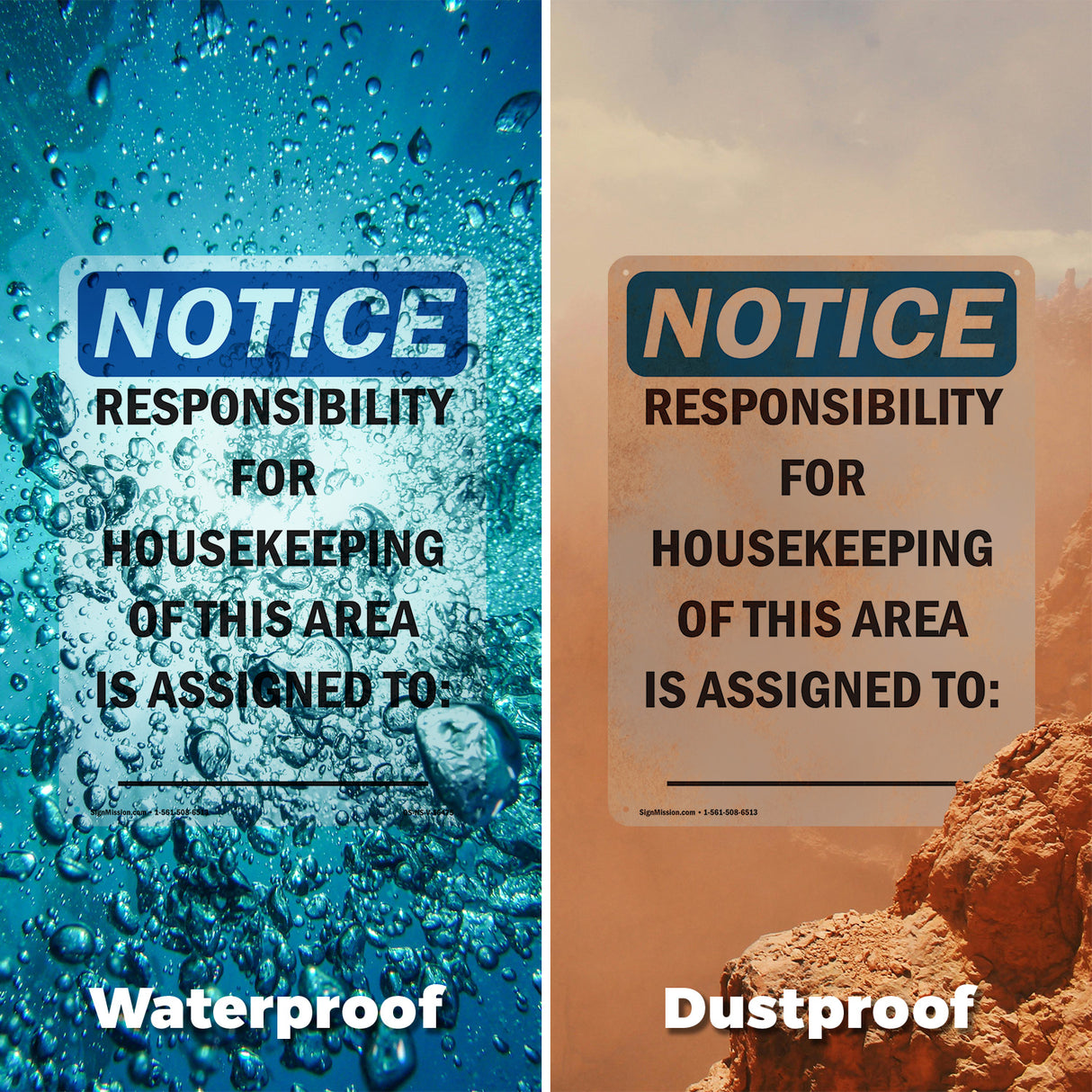 NOTICE Responsibility For Housekeeping Area Custom
