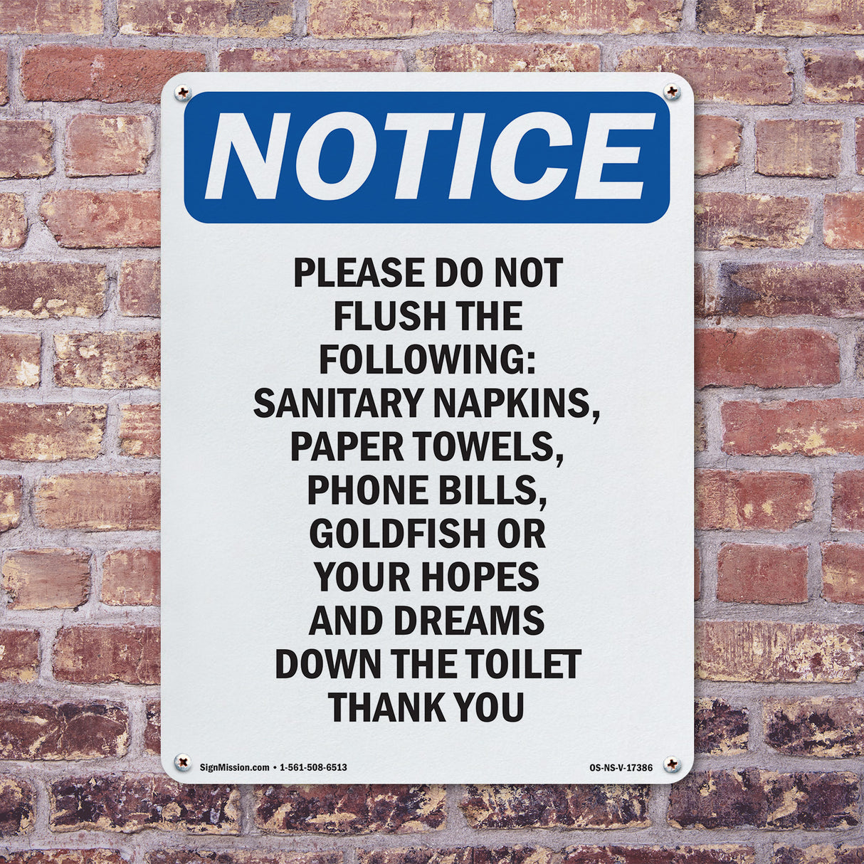 Please Do Not Flush The Following Sanitary