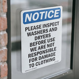 Please Inspect Washers And Dryers Before