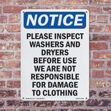 Please Inspect Washers And Dryers Before