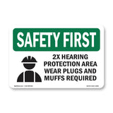 2X Hearing Protection Area Ear With Symbol
