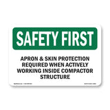Apron & Skin Protection Required When Actively