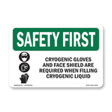 Cryogenic Gloves And Face Shield With Symbol