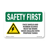 Face Shield And Rubber Gloves With Symbol
