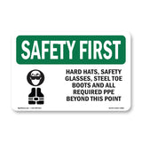 Hard Hats, Safety Goggles And With Symbol