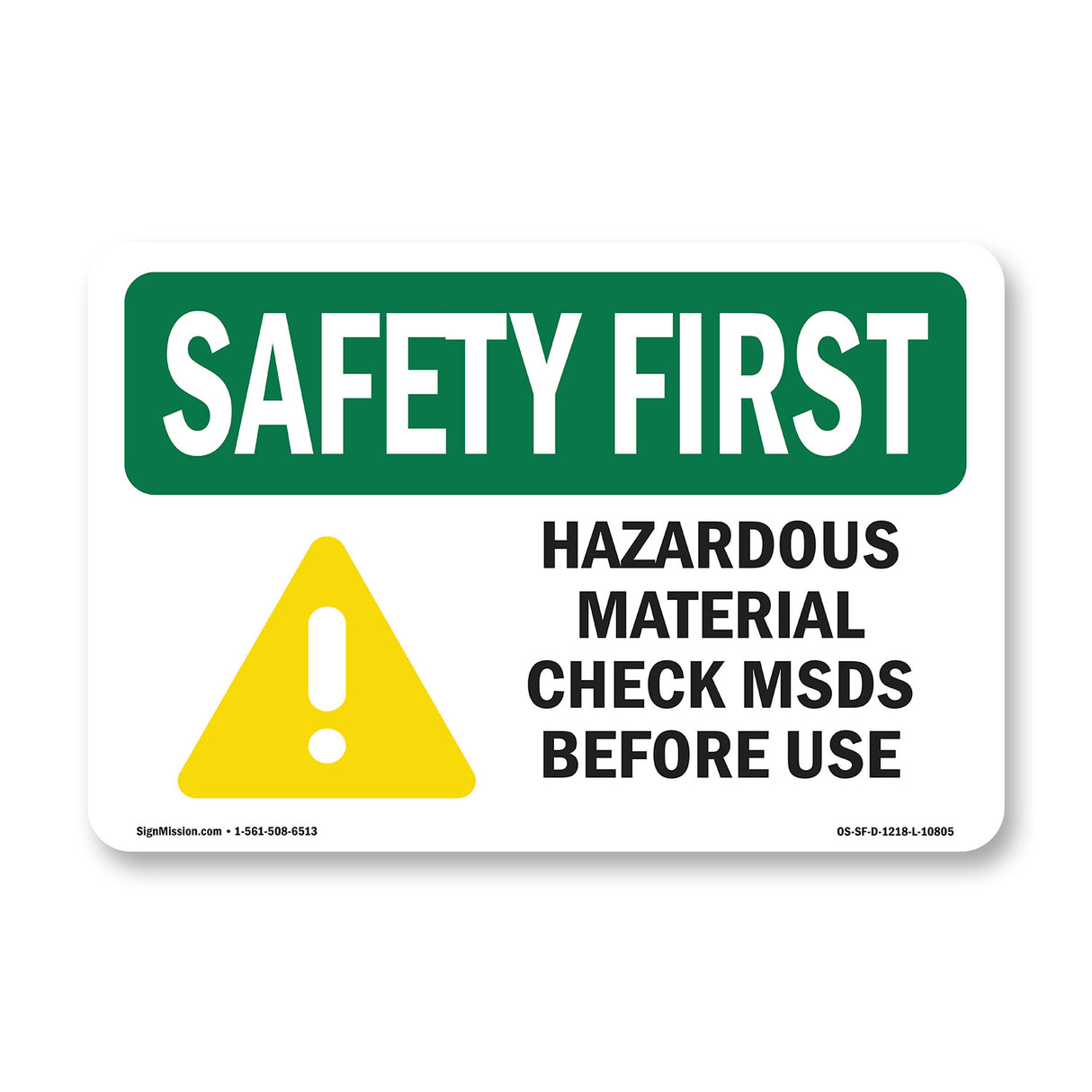 Hazardous Material Check MSDS Before