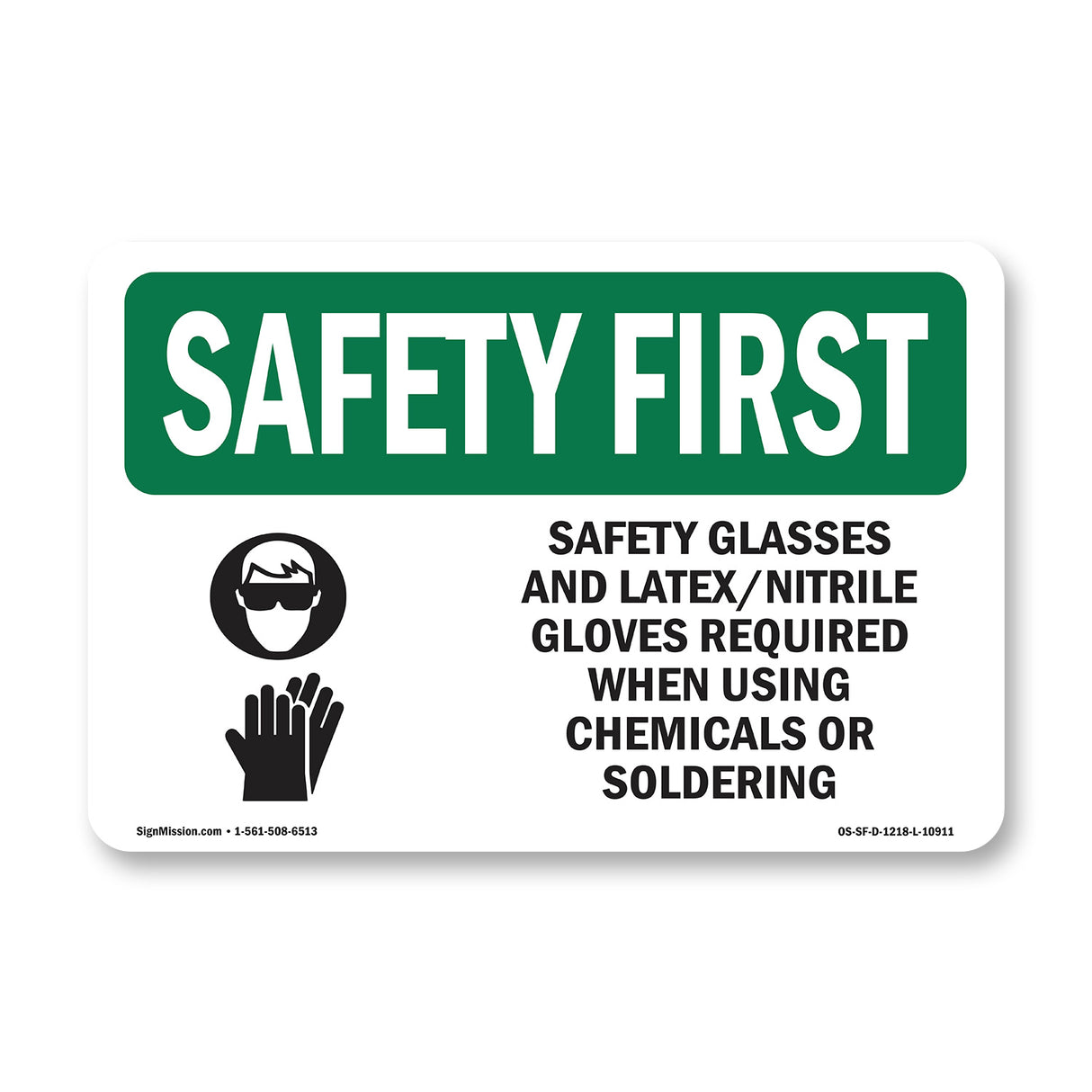 Safety Glasses And Latex Nitrile With Symbol