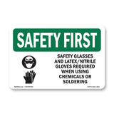 Safety Glasses And Latex Nitrile With Symbol