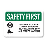 Safety Glasses And Safety Boots With Symbol