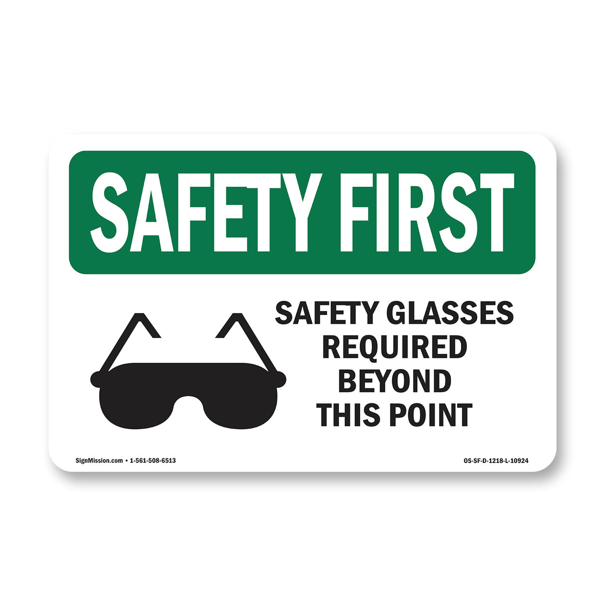 Safety Glasses Required Beyond With Symbol