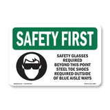 Safety Glasses Required Beyond With Symbol