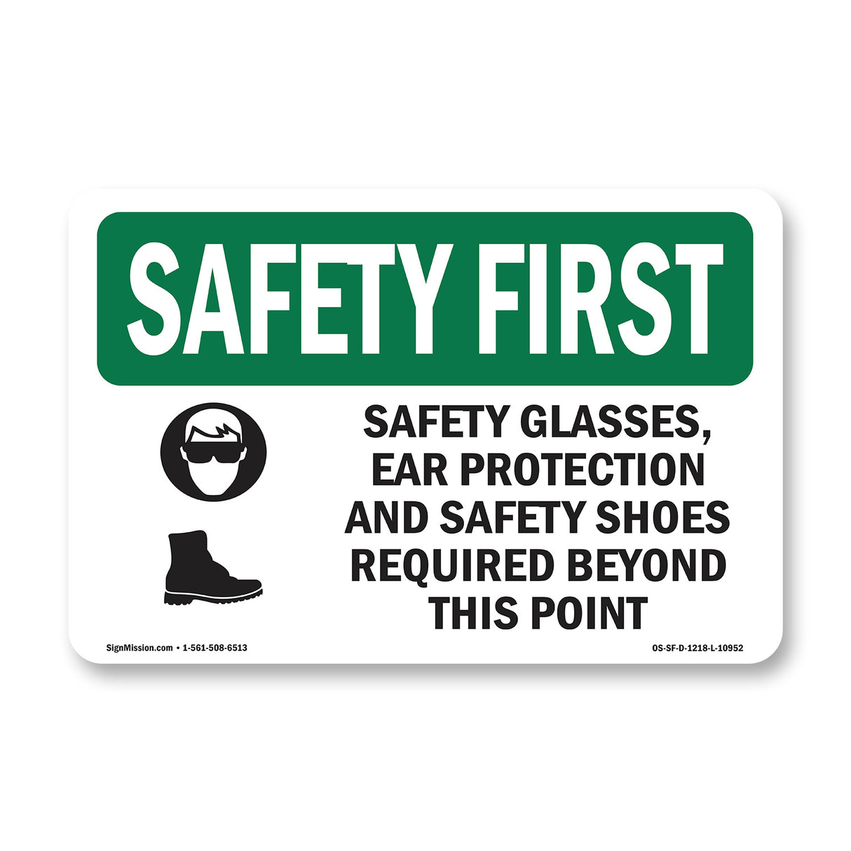Safety Glasses, Ear Protection With Symbol