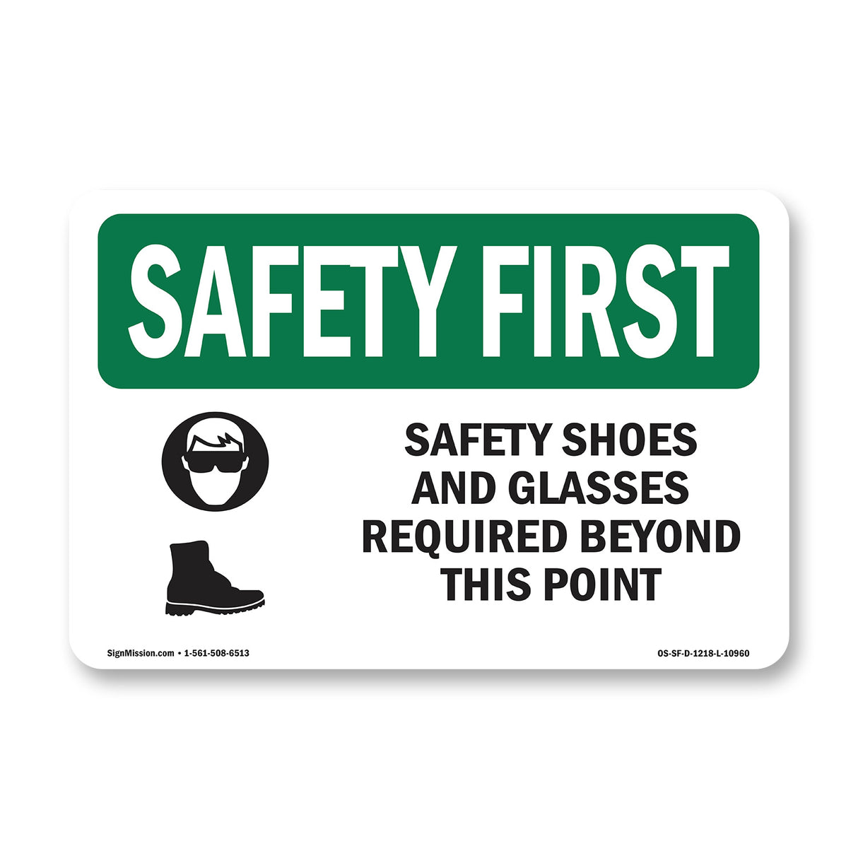 Safety Shoes And Glasses Required With Symbol