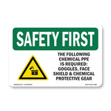 The Following Chemical PPE Required-With Symbol