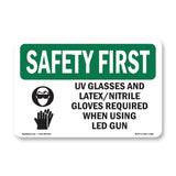 UV Glasses And Latex Nitrile With Symbol