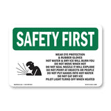 Wear Eye Protection & Rubber With Symbol